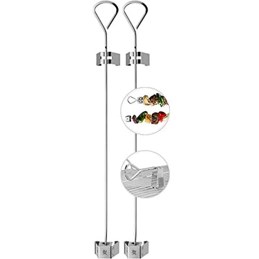WMF BBQ Grillspieße Edelstahl 2-teilig, Spieße 46 cm, Schaschlikspieße mit Abstands-Clips, Cromargan Edelstahl, Fruchtspieße im Sale